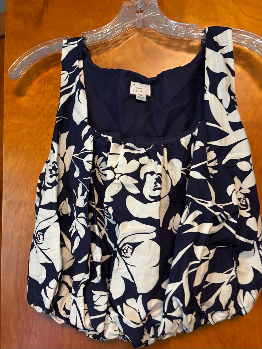 Target Navy and White Floral Scoop Tank